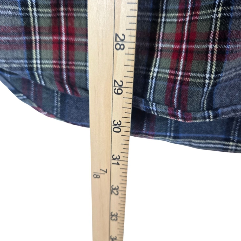 L.L.Bean Scotch Plaid Flannel Shirt Mens Medium Tall MT Gray Burgundy Plaid - Picture 6 of 7